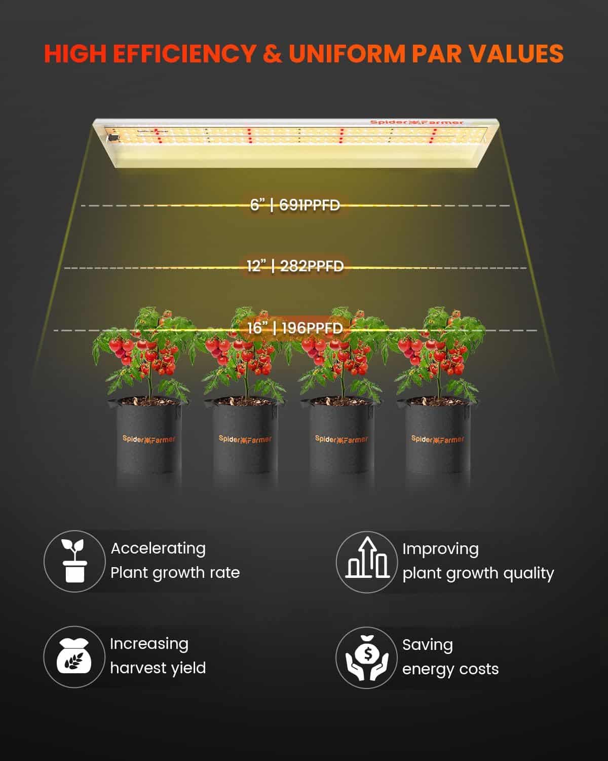 2023 Newest SPIDER FARMER SF300 LED Grow Light Sunlike Full Spectrum Plant Grow Lights for Indoor Plants Hydroponics Seeding Veg Flower Energy Saving  High Efficiency Growing Lamp 192 Diodes