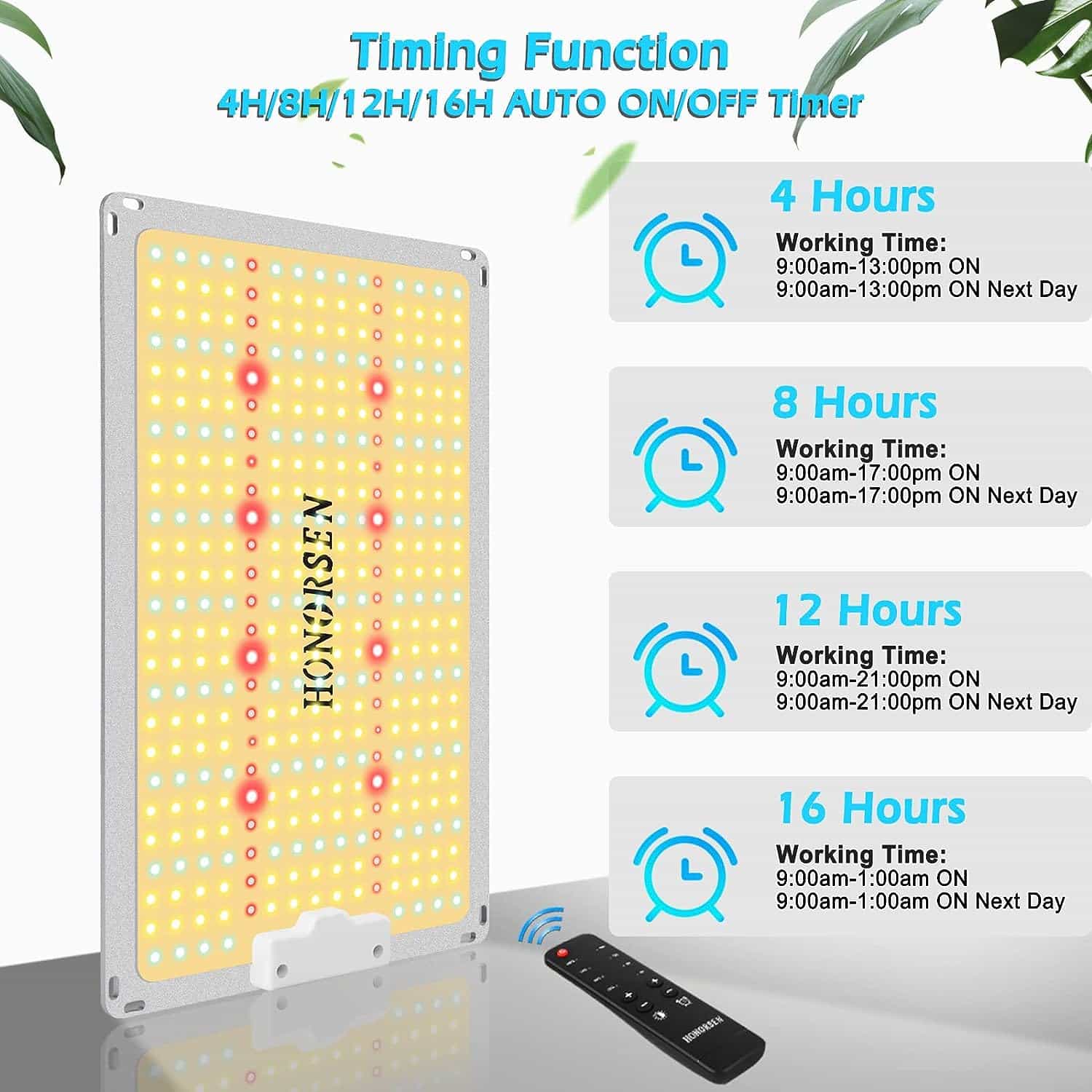 HONORSEN 1000W LED Grow Light Full Spectrum 3x3ft Coverage Remote Control Dimmable Grow Lamps with Timer Plant Light for Hydroponic Indoor Plants Veg and Flower (368Pcs LEDs)