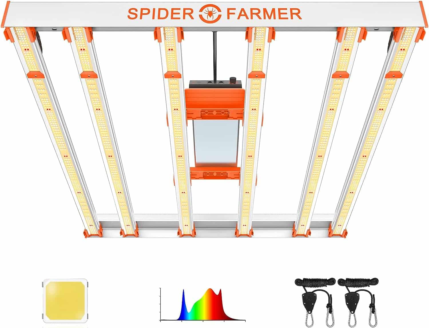 Spider Farmer G5000 Bar Style LED Grow Lights 480W with 1680 Pcs Diodes 4X4ft Coverage Full Spectrum Dimmable with Detachable Driver Led Growing Lamp for Indoor Plants 2.8 umol/J