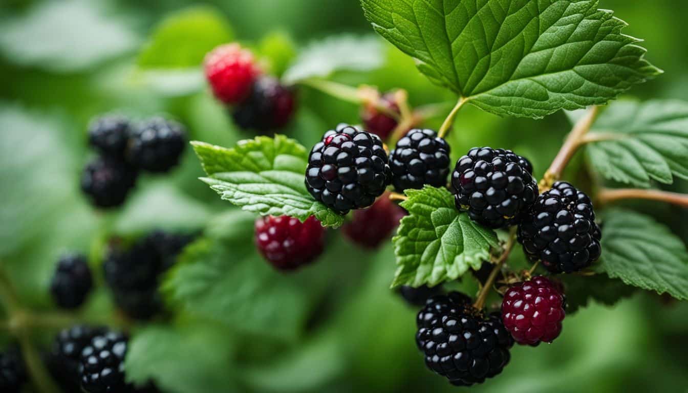 Close-up of fresh blackberries with various people, styles, and outfits.